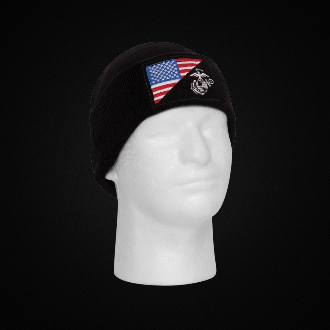 USMC Eagle, Globe and Anchor / US Flag Deluxe fine knit Watch Cap