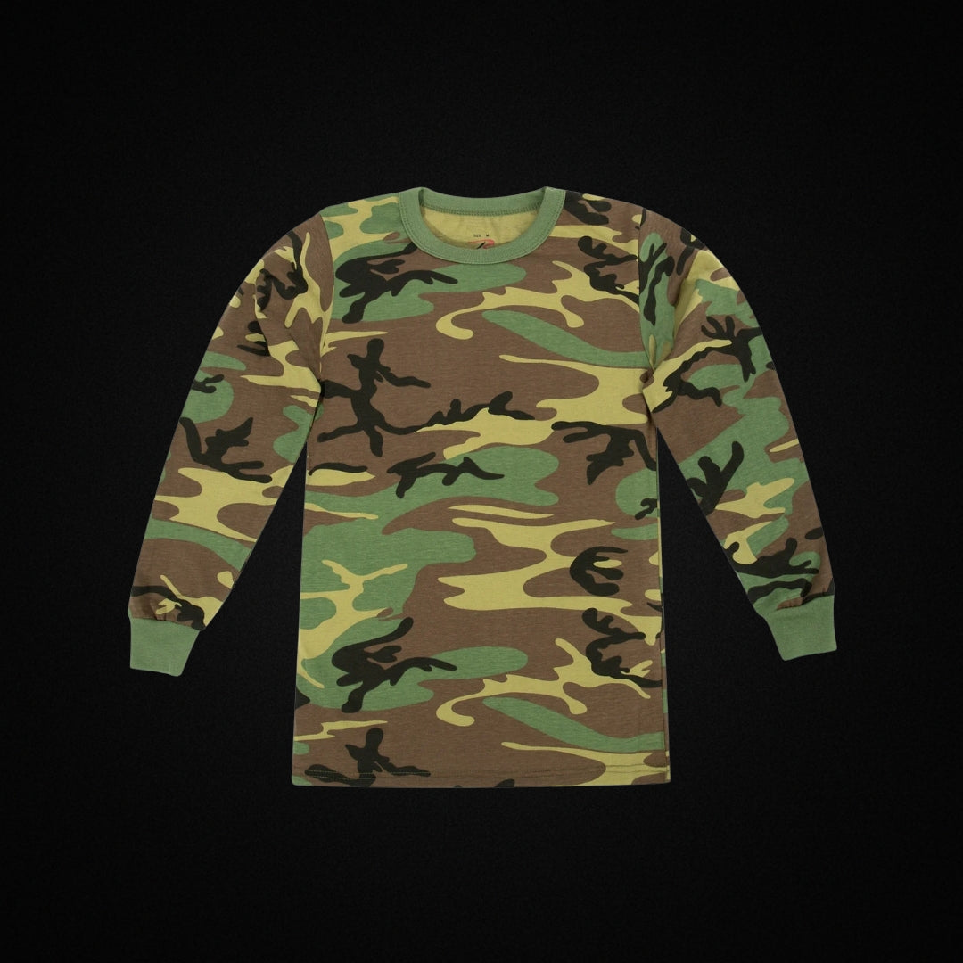 Kids Long Sleeve Camo T-Shirt Woodland camo
