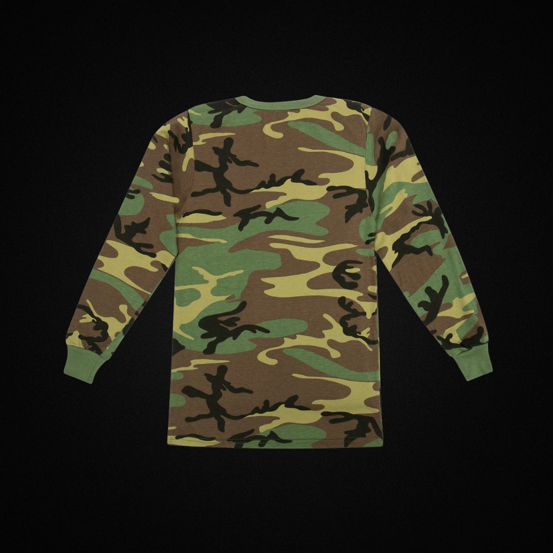 Kids Long Sleeve Camo T-Shirt Woodland camo