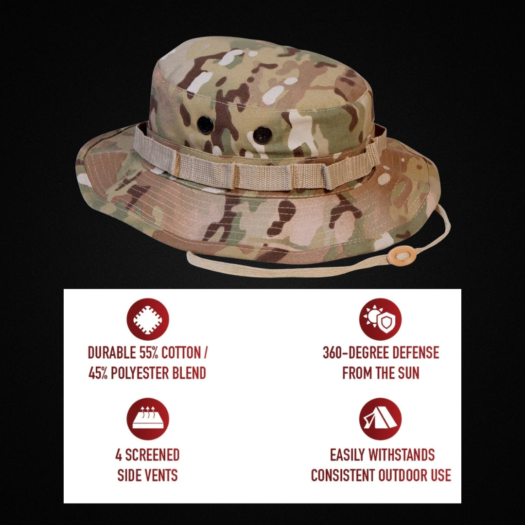 Multicam Boonie Hat – Tactical Camo Bucket Hat for Military, Airsoft & Outdoor Use